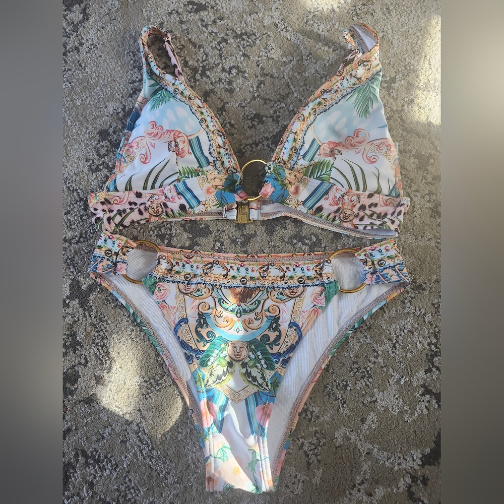 Desigual Baroque Floral Pink and Gold Bikini Set
